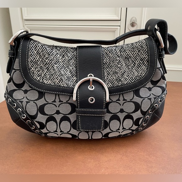Coach Handbags - Coach EUC 🎉Host Pick x2🎉 flap shoulder bag- Signature grey, black with silver